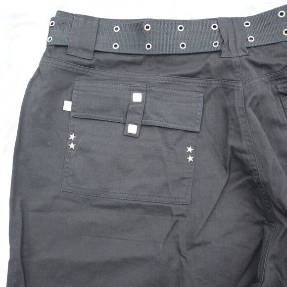 Casual Short Womens 3X Black Classic Cargo Pockets Belted Button Zip Bottoms - Picture 11 of 14